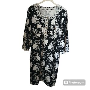 Charter Club Black And White Floral Dress Size M